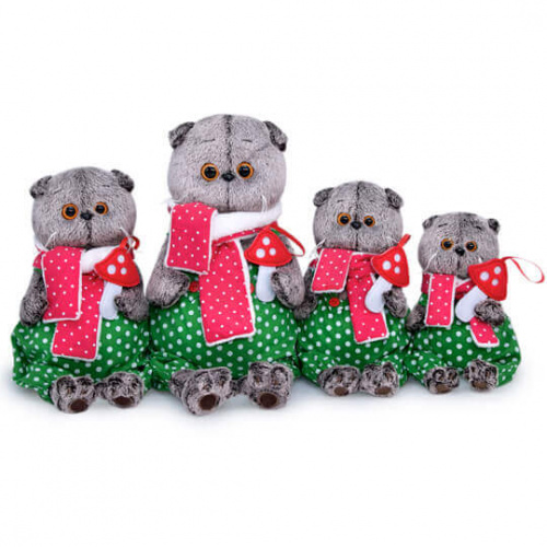 Мягкая игрушка кот Басик с мухомором, 30 см