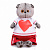 Мягкая игрушка кот Басик в футболке с сердцем, 30 см