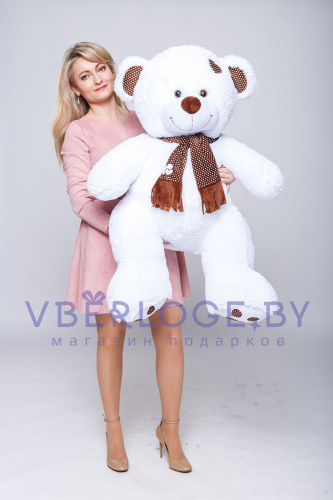Медвежонок Тонни 130 см Белый с шарфиком