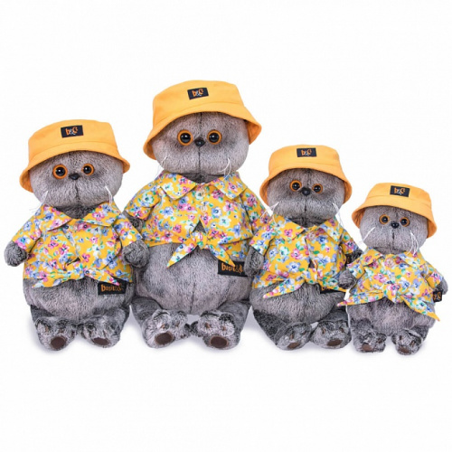 Мягкая игрушка кот Басик в панаме, 30 см